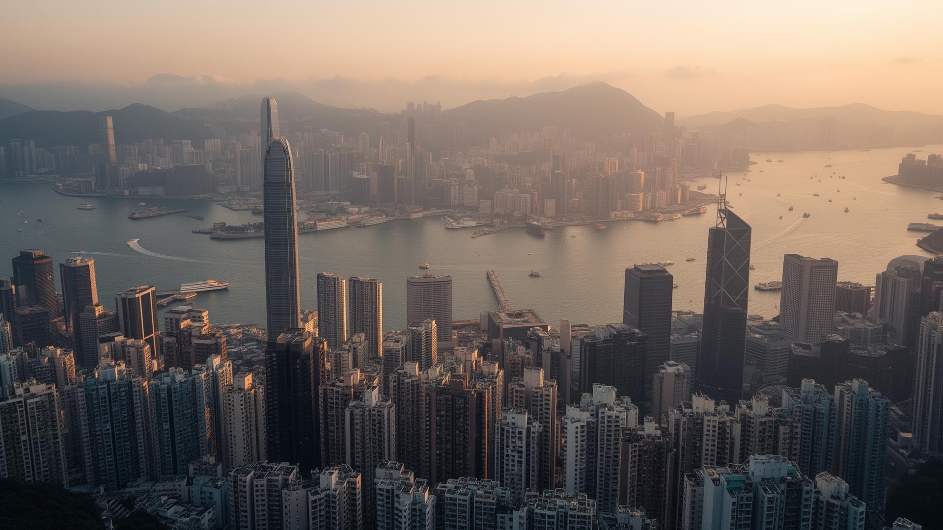 Hong Kong harbour at dusk